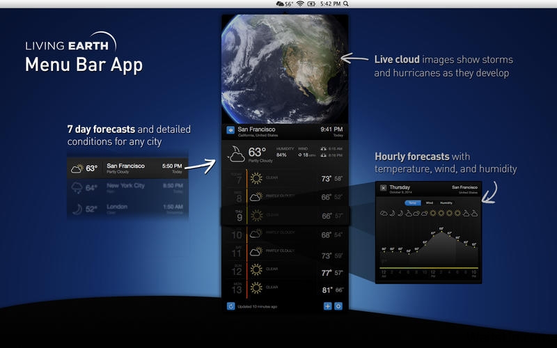 Living Earth for Mac 1.2.1 破解版 – Mac上绚丽的世界时间和天气软件