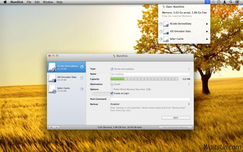 iRamDisk for Mac 3.5.1 破解版 – Mac上实用的虚拟内存硬盘工具