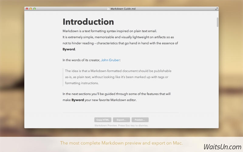 Byword for Mac 2.5 破解版 – Mac上简洁优秀的Markdown编辑器