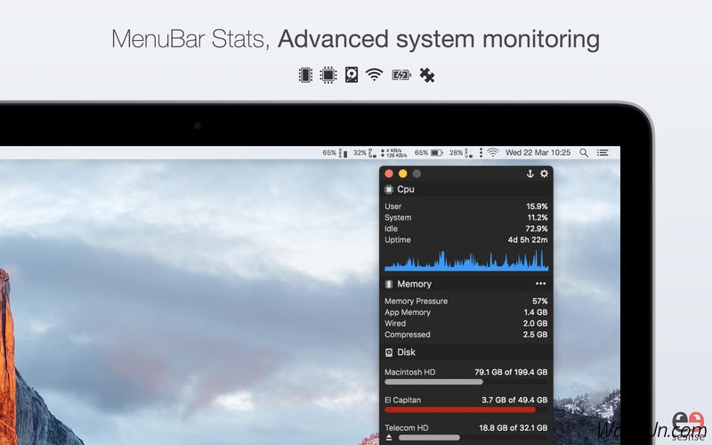 MenuBar Stats for Mac 2.1 破解版 – 值得尝试的Mac系统监控工具