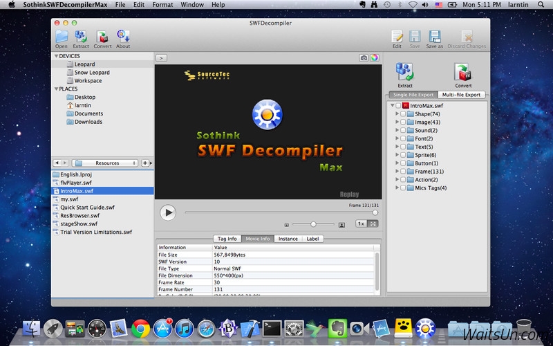 Sothink SWF Decompiler for Mac 7.4 注册版 - Mac上强大的Flash反编译工具