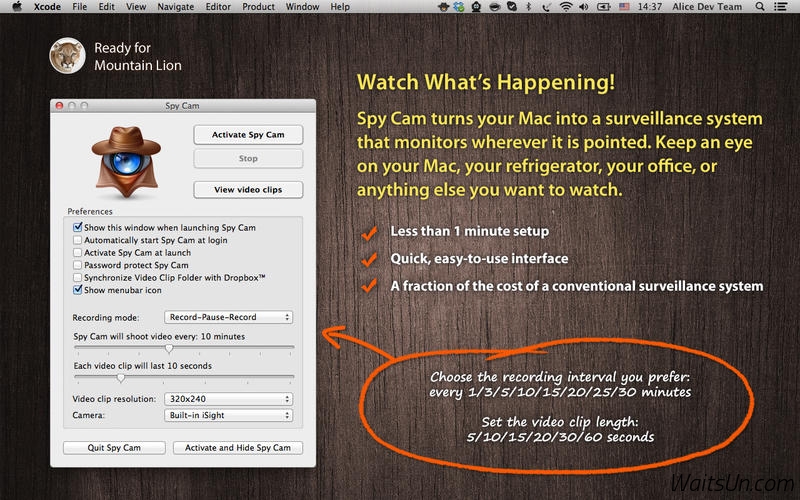 Spy Cam for Mac 3.2 破解版 - 将你的Mac变成一个隐形监控系统